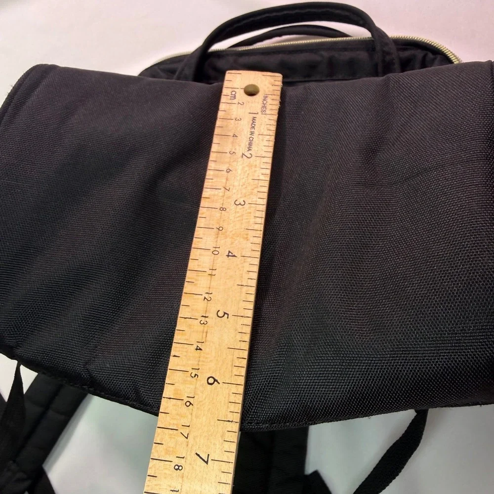 Anello Black Canvas Wide Mouth Backpack Gold Zip Shoulder Bag Pocket Philippines